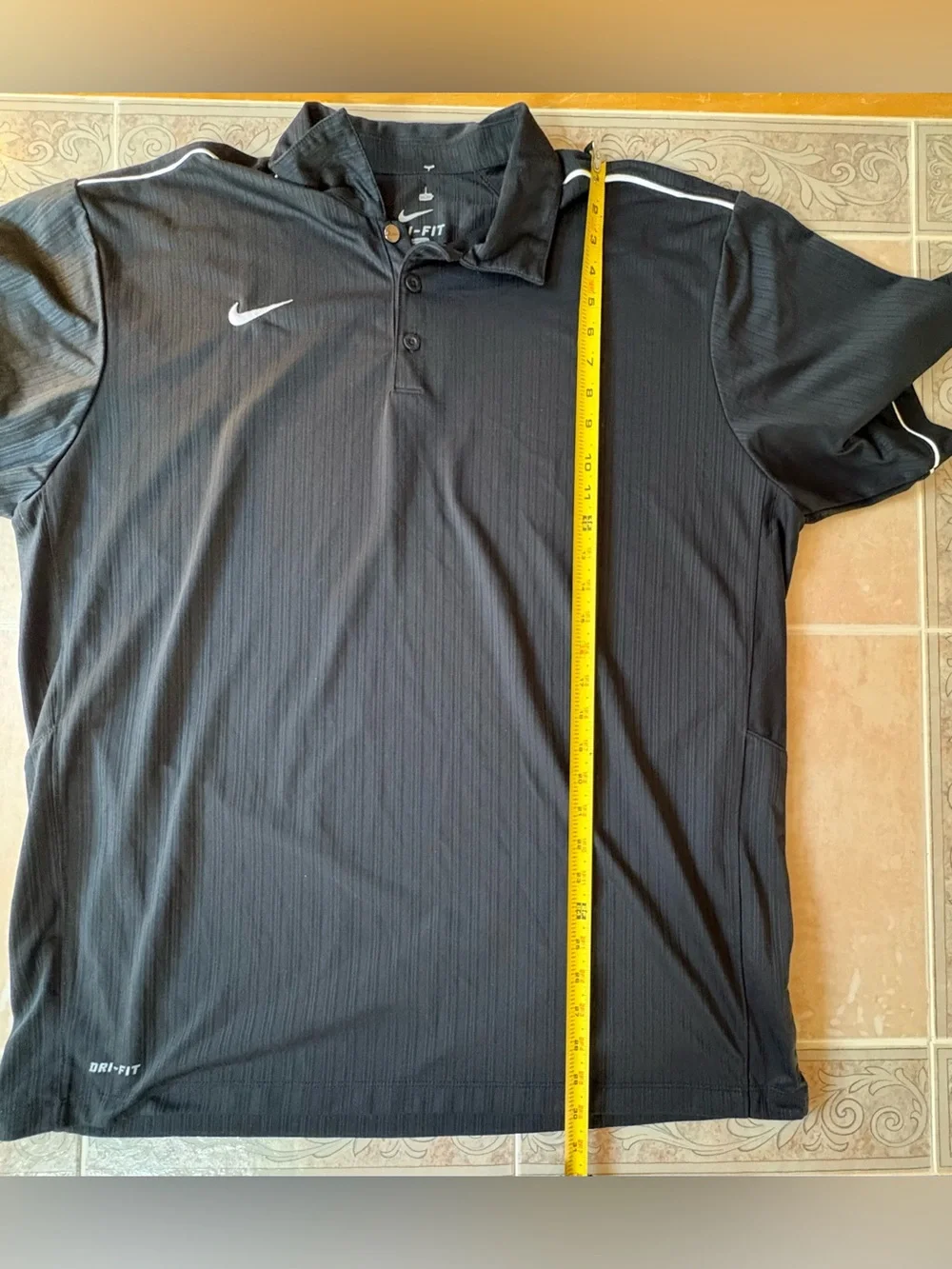 Nike Golf Dri-Fit Black Polo Shirt with White Piping - Men's XL